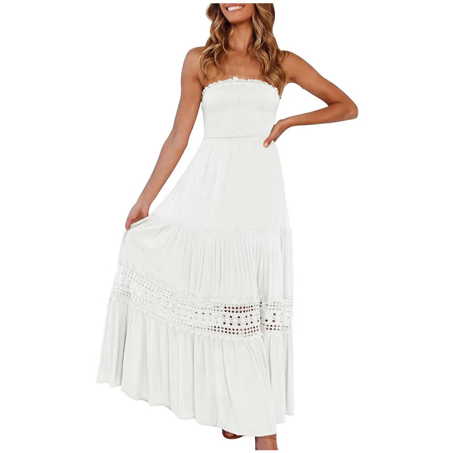 Summer Bohemian Strapless Waist-Cinching Maxi Dress (Buy 2 Free Shipping)