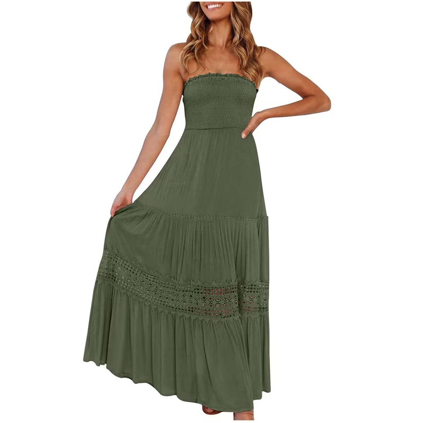 Summer Bohemian Strapless Waist-Cinching Maxi Dress (Buy 2 Free Shipping)