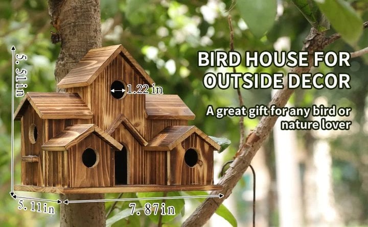 6 Hole Handmade Bird House - GIFT FOR NATURE LOVERS