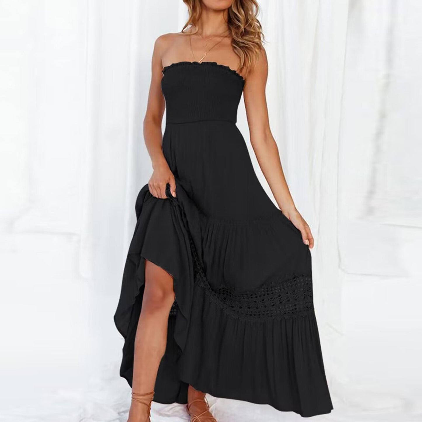 Summer Bohemian Strapless Waist-Cinching Maxi Dress (Buy 2 Free Shipping)