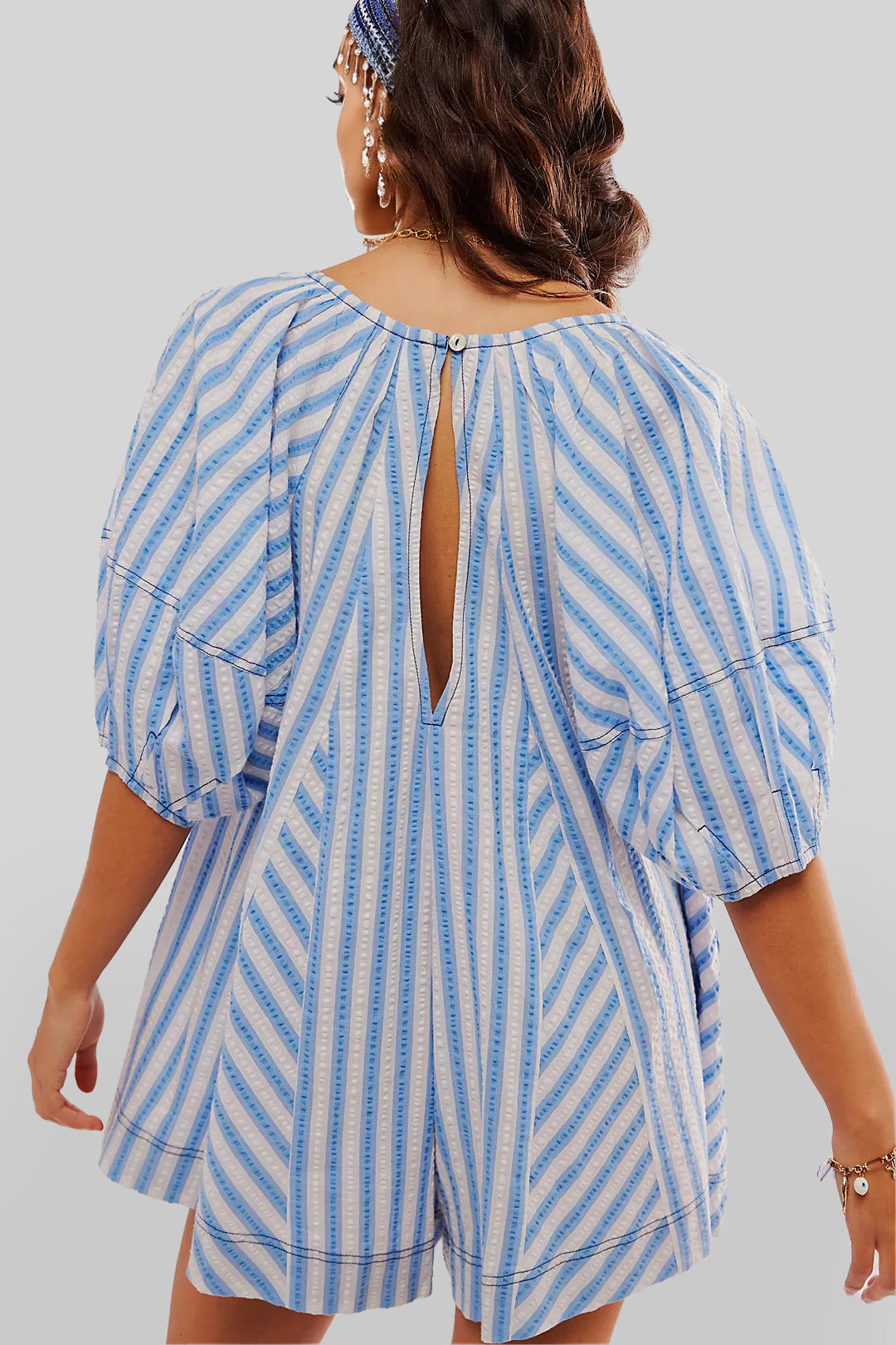 Puff Sleeve Romper (Buy 2 Free Shipping)