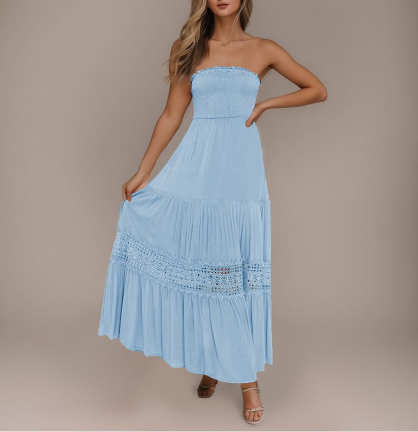 Summer Bohemian Strapless Waist-Cinching Maxi Dress (Buy 2 Free Shipping)