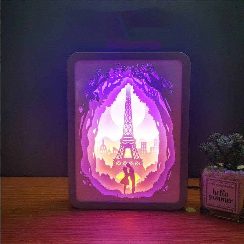 3d Paper Cut Shadow Night Light Box for Christmas, Valentine, Birthday Gift