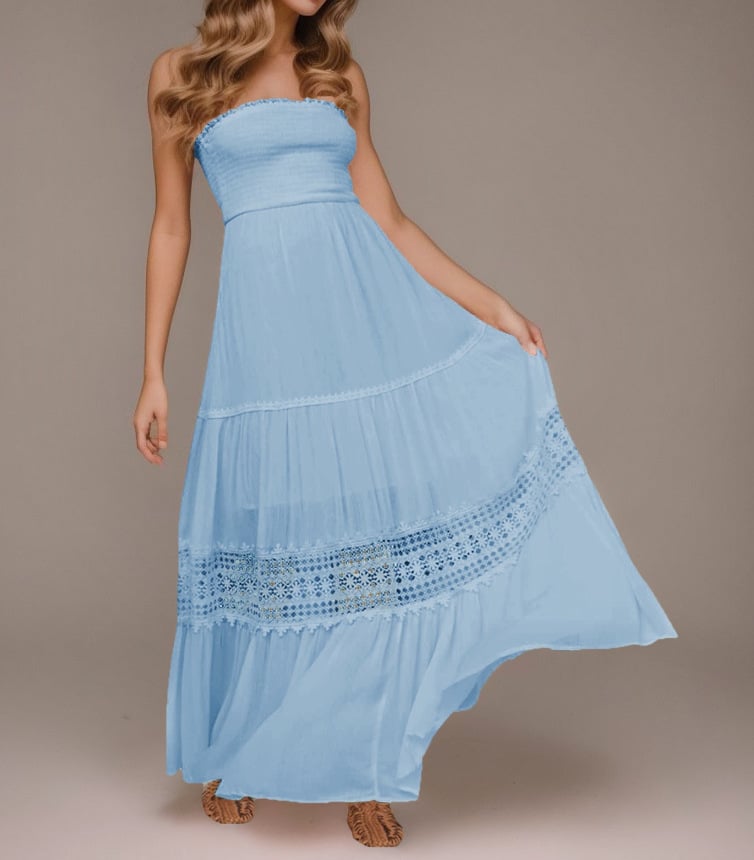 Summer Bohemian Strapless Waist-Cinching Maxi Dress (Buy 2 Free Shipping)