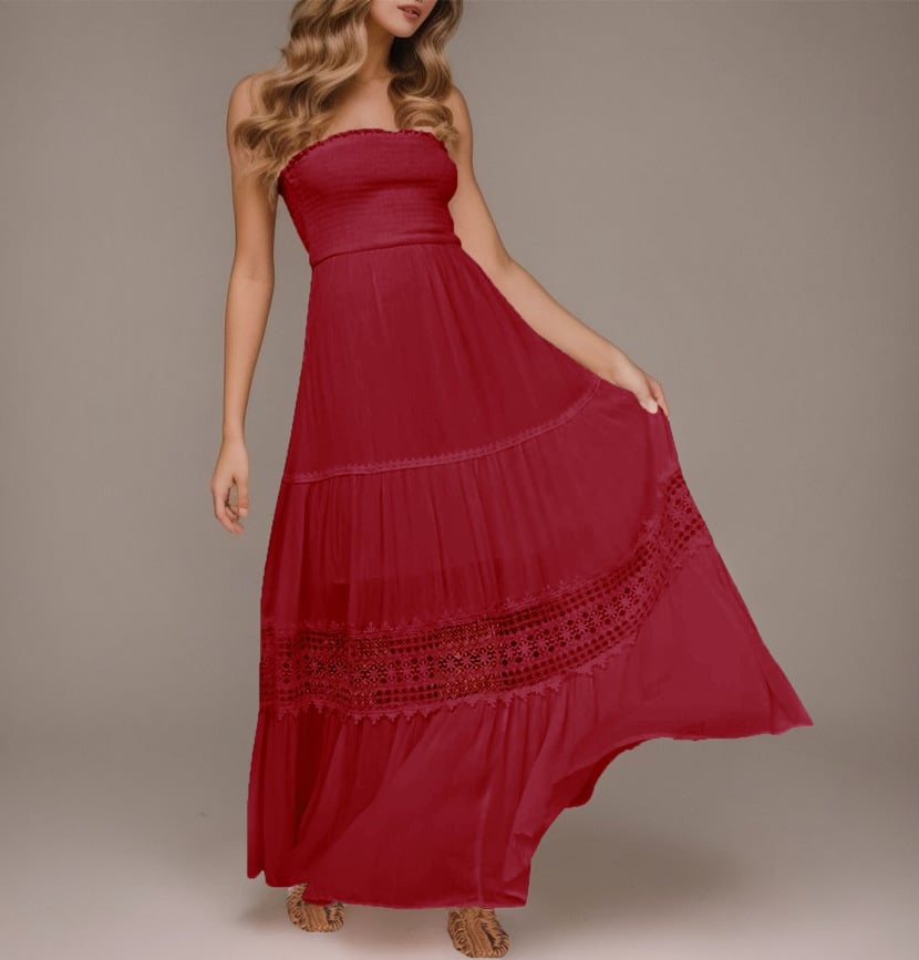 Summer Bohemian Strapless Waist-Cinching Maxi Dress (Buy 2 Free Shipping)