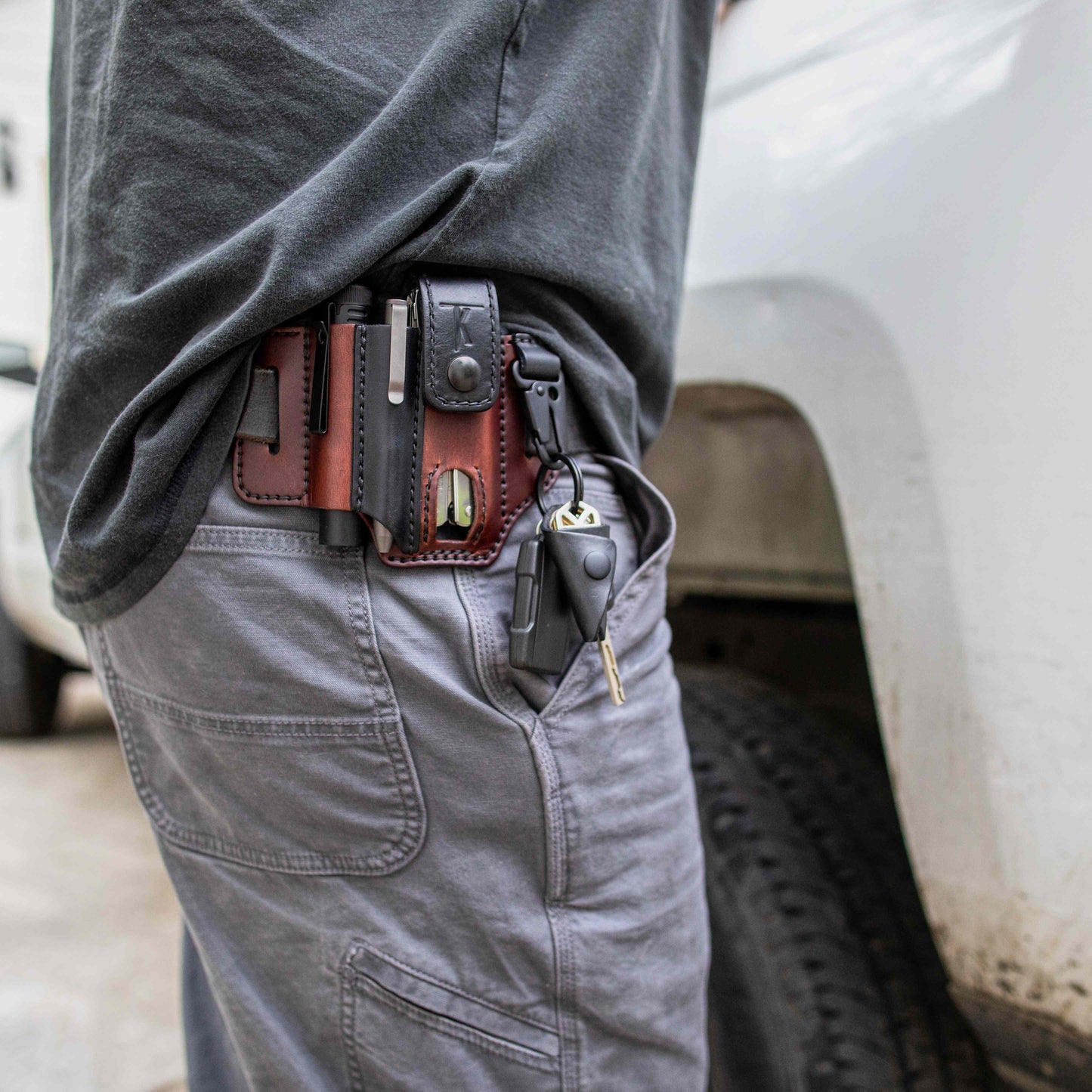 Men's Genuine Leather Belt Loop Waist Outdoor Multitool Sheath