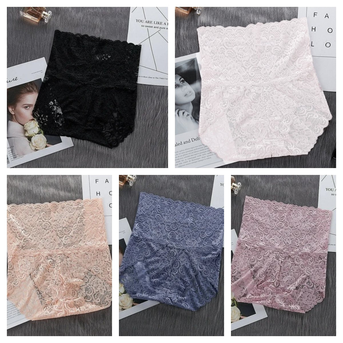 🔥 HOT SALE 49%OFF 🔥5 PCS SET - High Waist Pretty Lace Panties