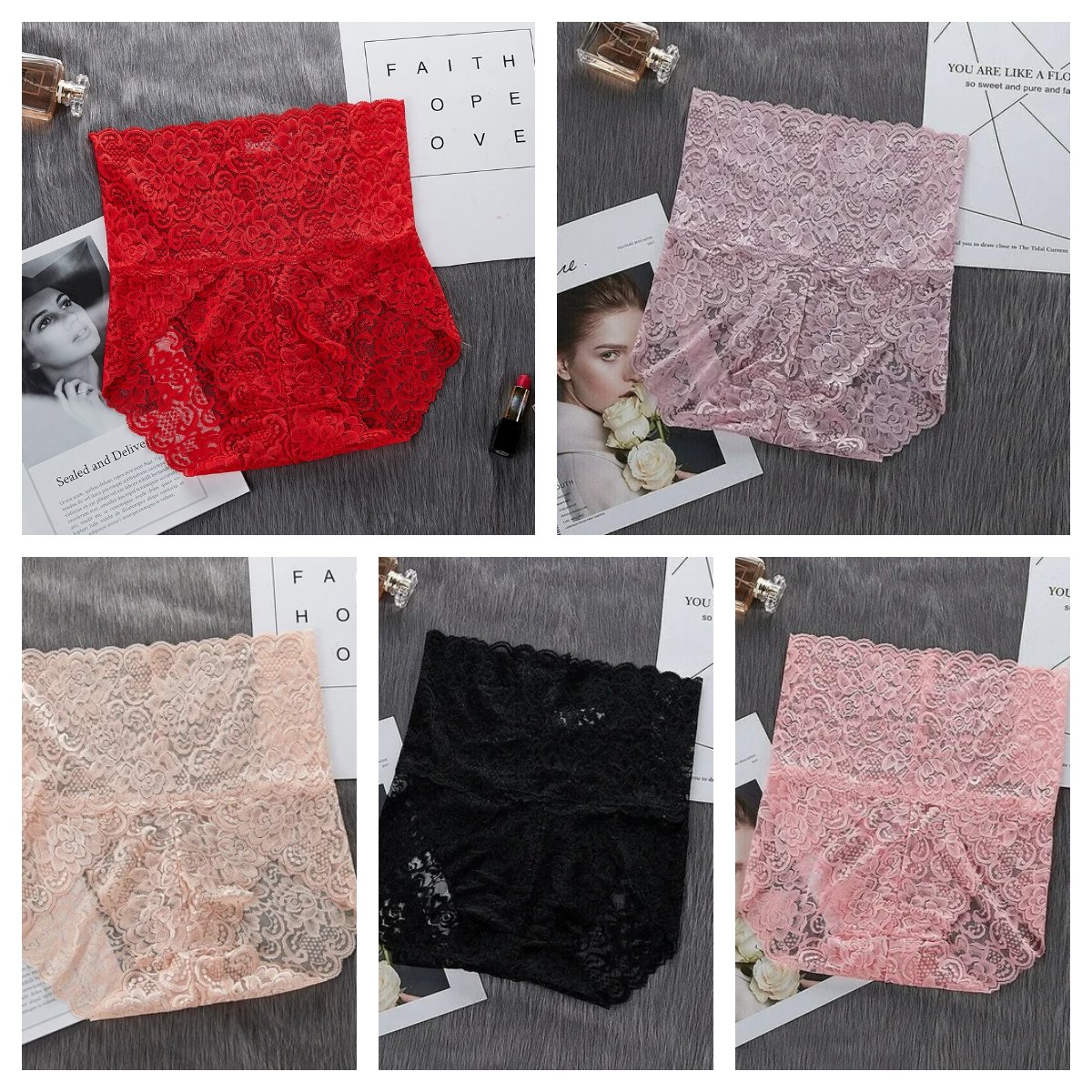 🔥 HOT SALE 49%OFF 🔥5 PCS SET - High Waist Pretty Lace Panties