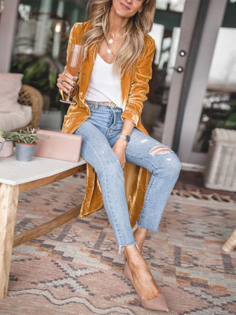 Loose Stretch Velvet Coat