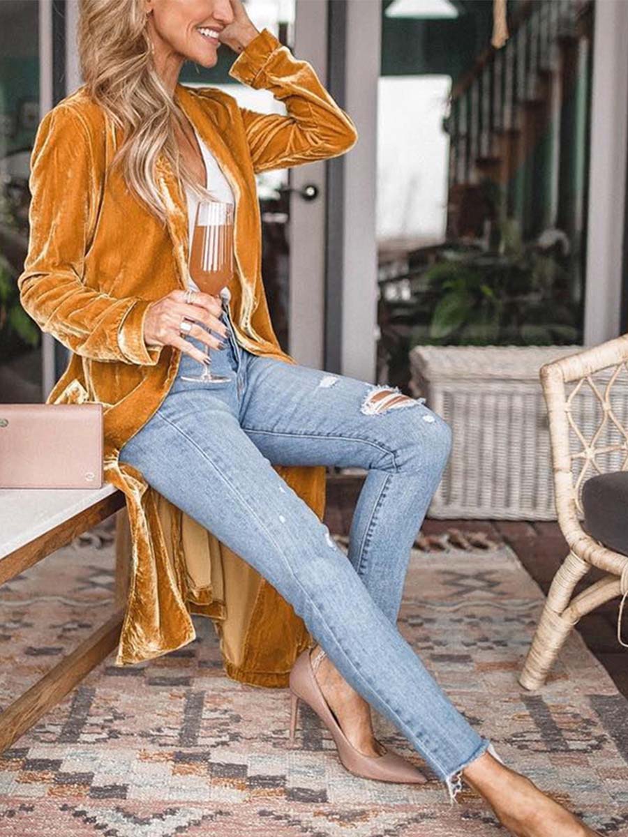 Loose Stretch Velvet Coat