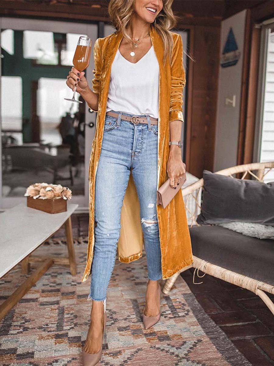 Loose Stretch Velvet Coat