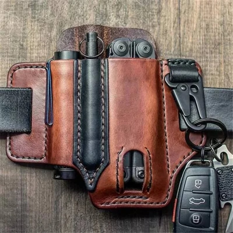 Men's Genuine Leather Belt Loop Waist Outdoor Multitool Sheath