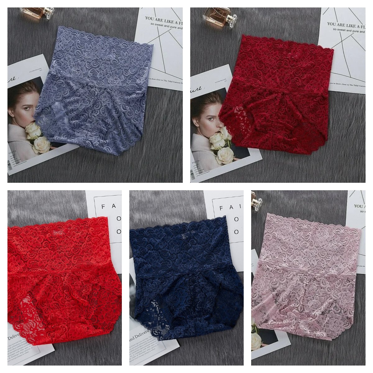 🔥 HOT SALE 49%OFF 🔥5 PCS SET - High Waist Pretty Lace Panties