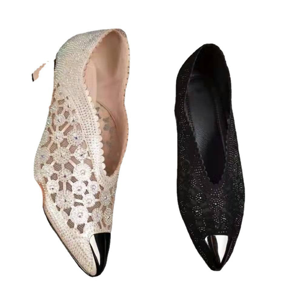 Mesh cut lace high-heeled sandals