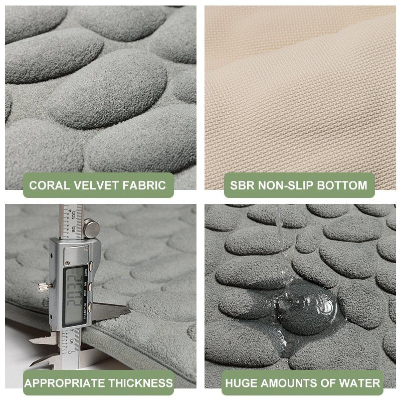 2022 New Arrival Cobblestone Embossed Bathroom Bath Mat