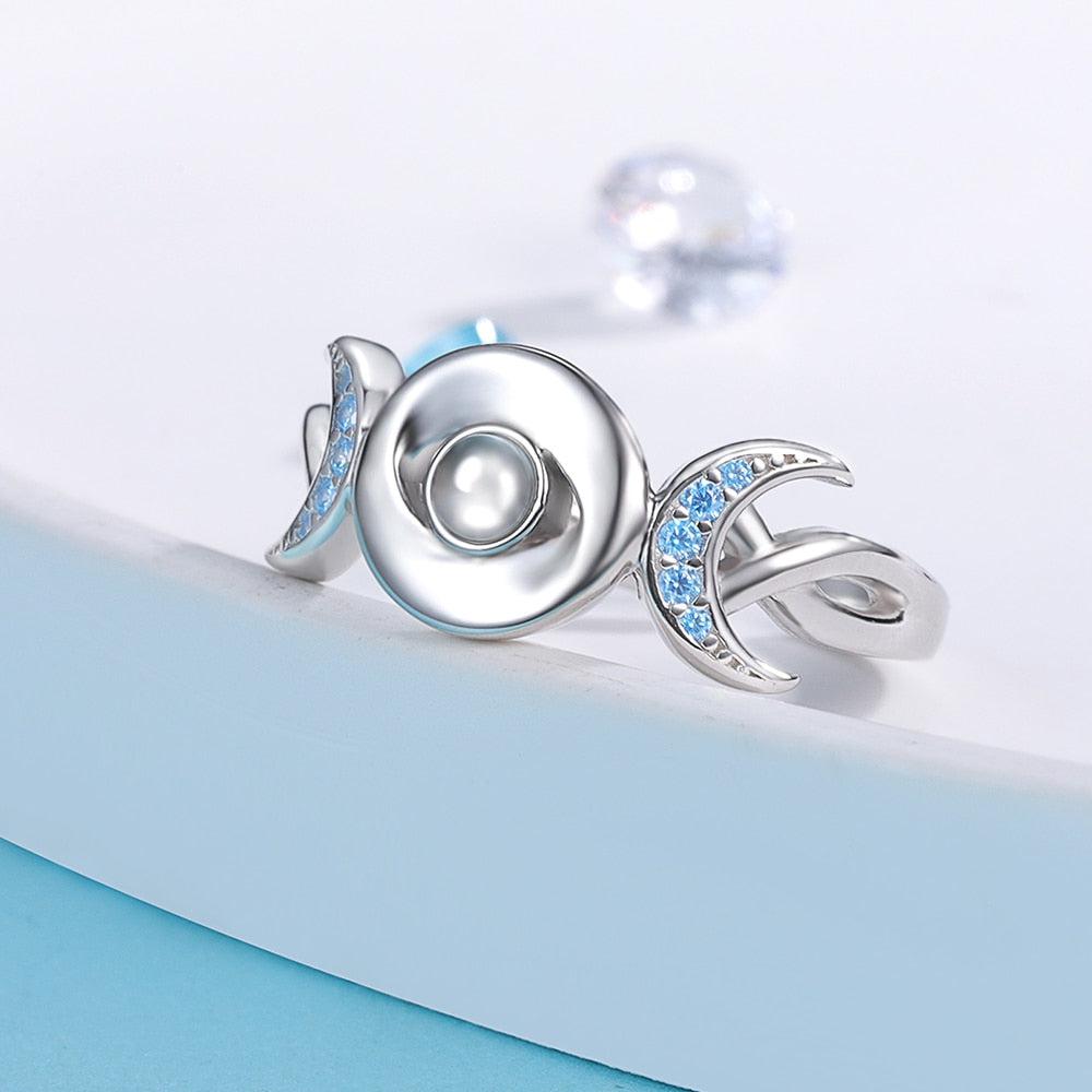 Moonstone Triple Moon Goddess Ring