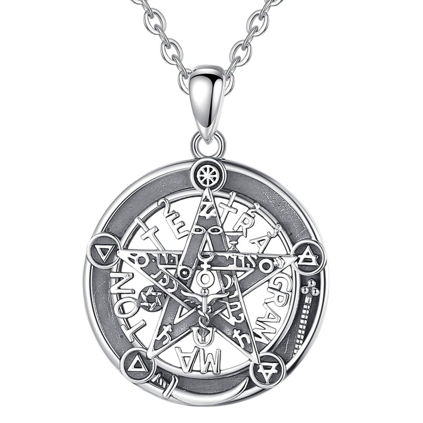 Runes Pentagram Wiccan Necklace Viking Jewelry