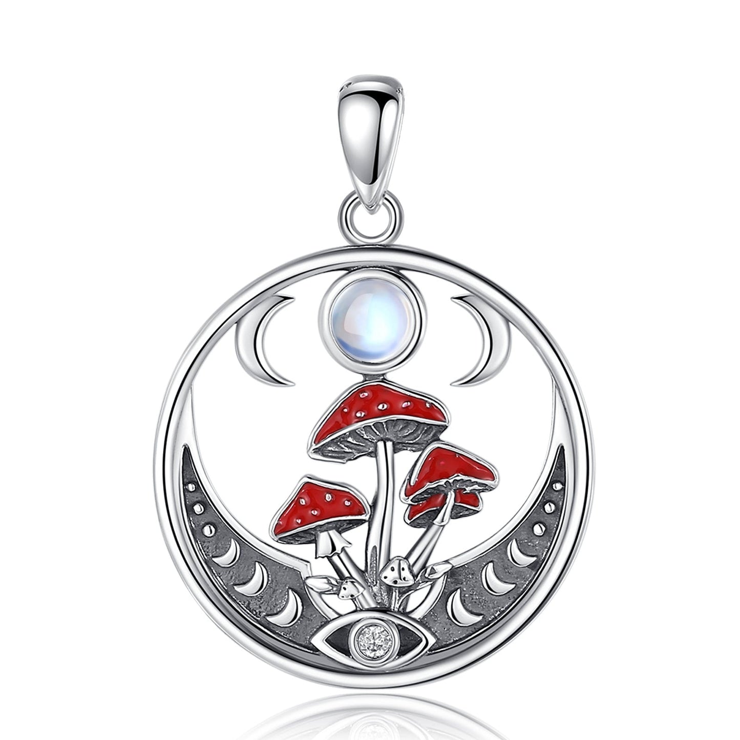 Mushroom Opal Triple Moon Necklace Witchy Jewelry