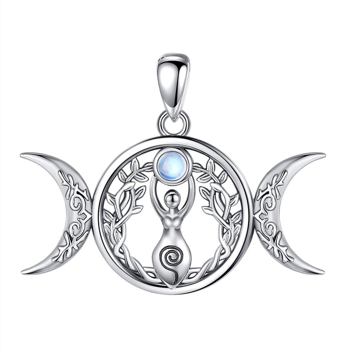 Triple Moon Goddess Necklace Pagan Jewelry