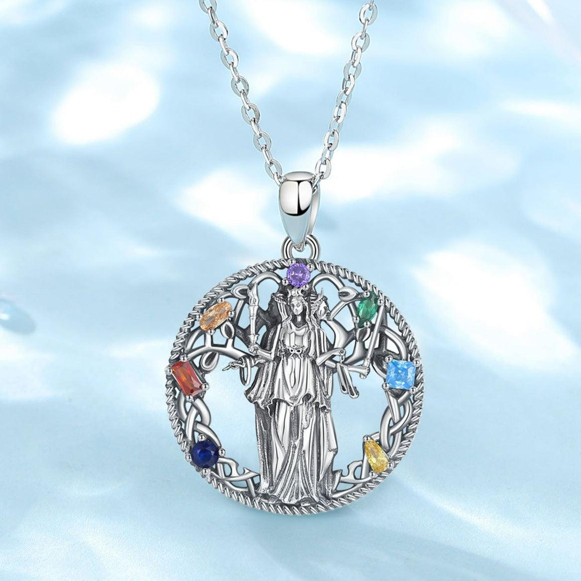Triple Moon Goddess Pagan Necklace Hecate Amulet Jewelry