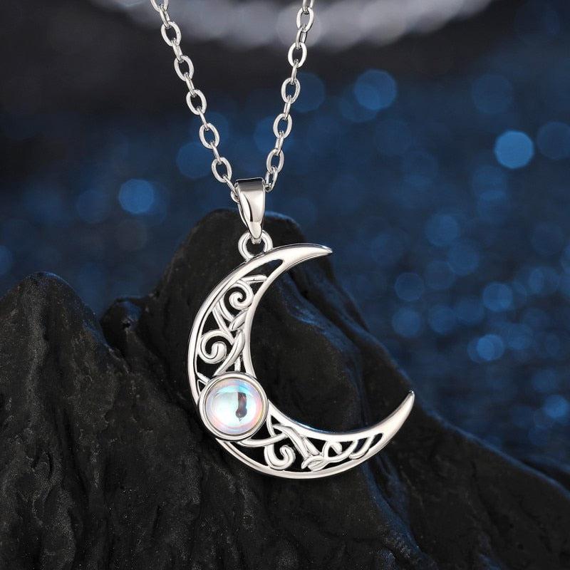 Opal Crescent Moon Necklace