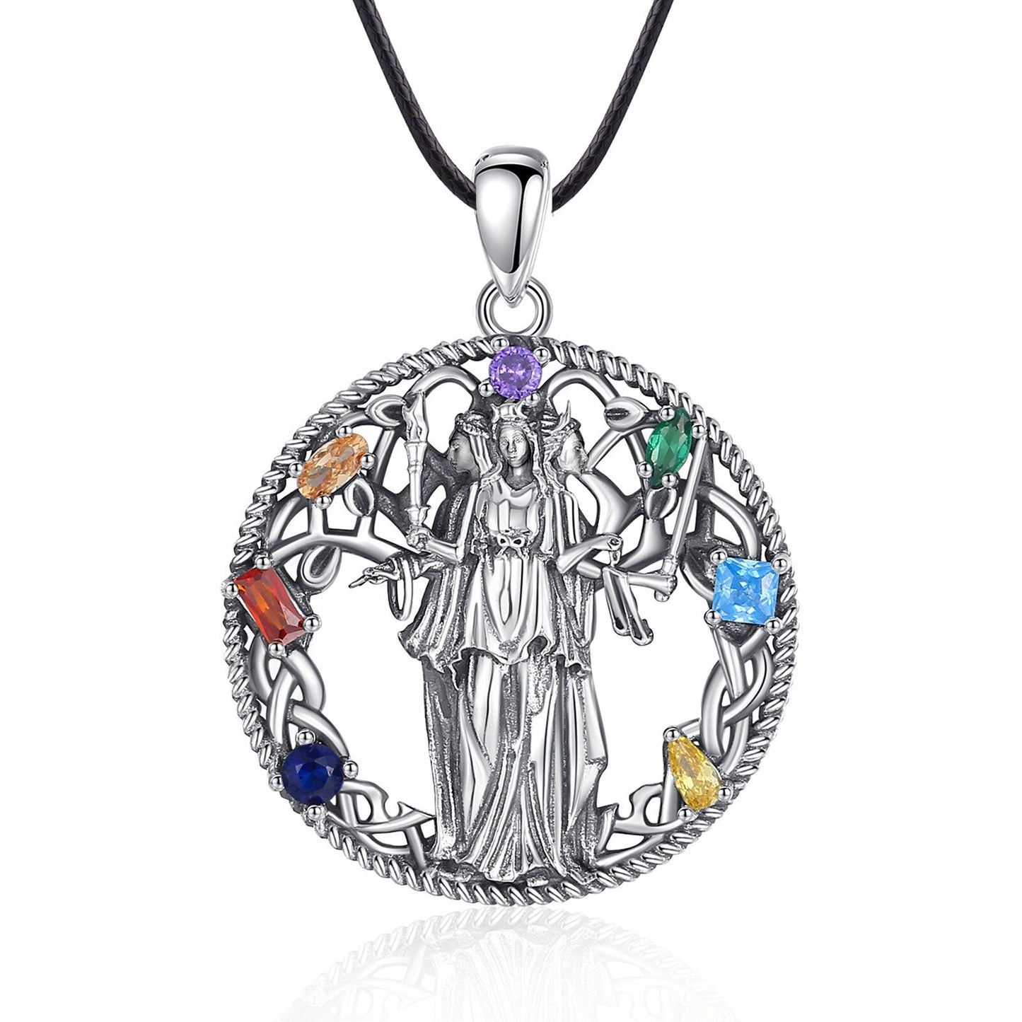Triple Moon Goddess Pagan Necklace Hecate Amulet Jewelry