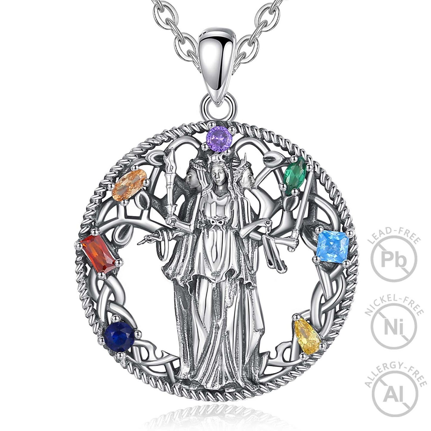 Triple Moon Goddess Pagan Necklace Hecate Amulet Jewelry