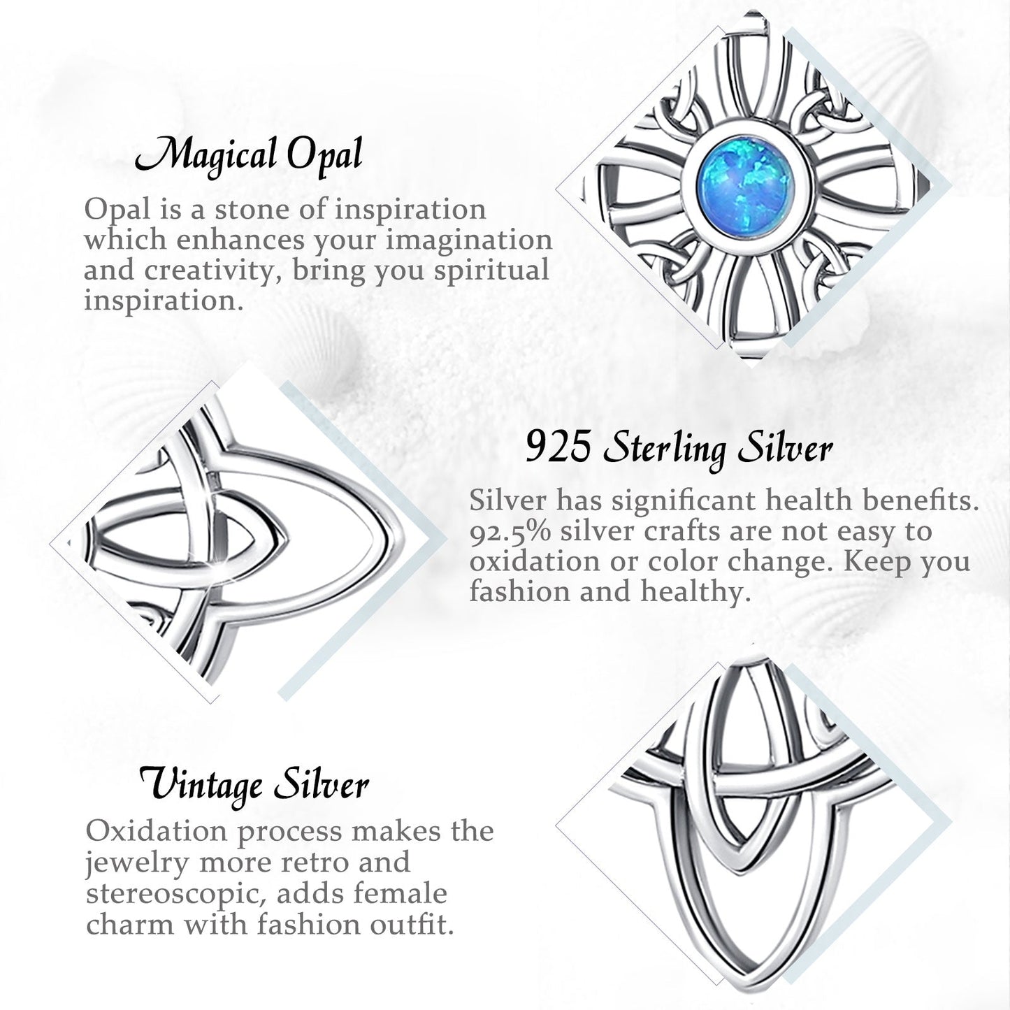 Witchcraft Celtic Knot Necklace Opal Wicca Amulet Necklace