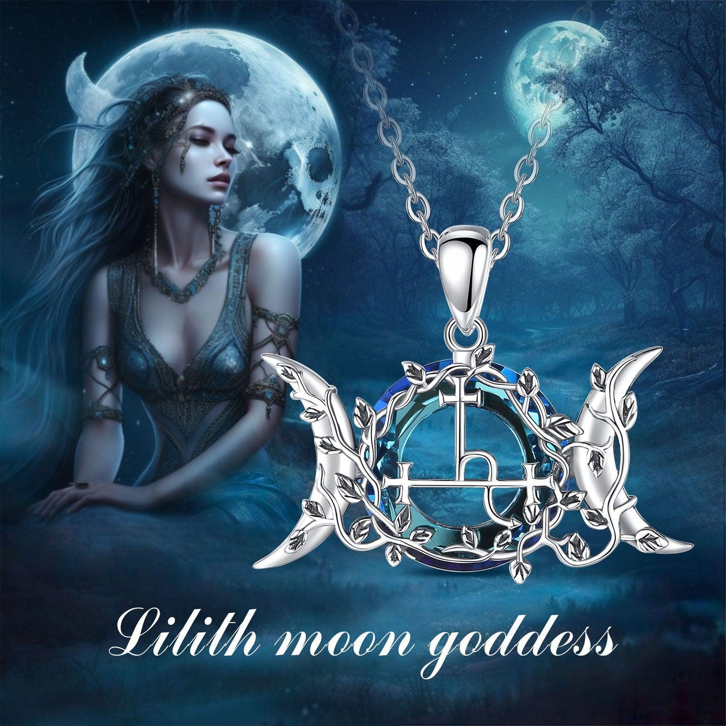 Lilith Moon Necklace Wicca Pagan Jewelry