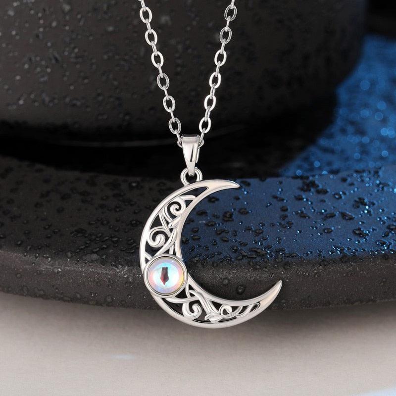 Opal Crescent Moon Necklace