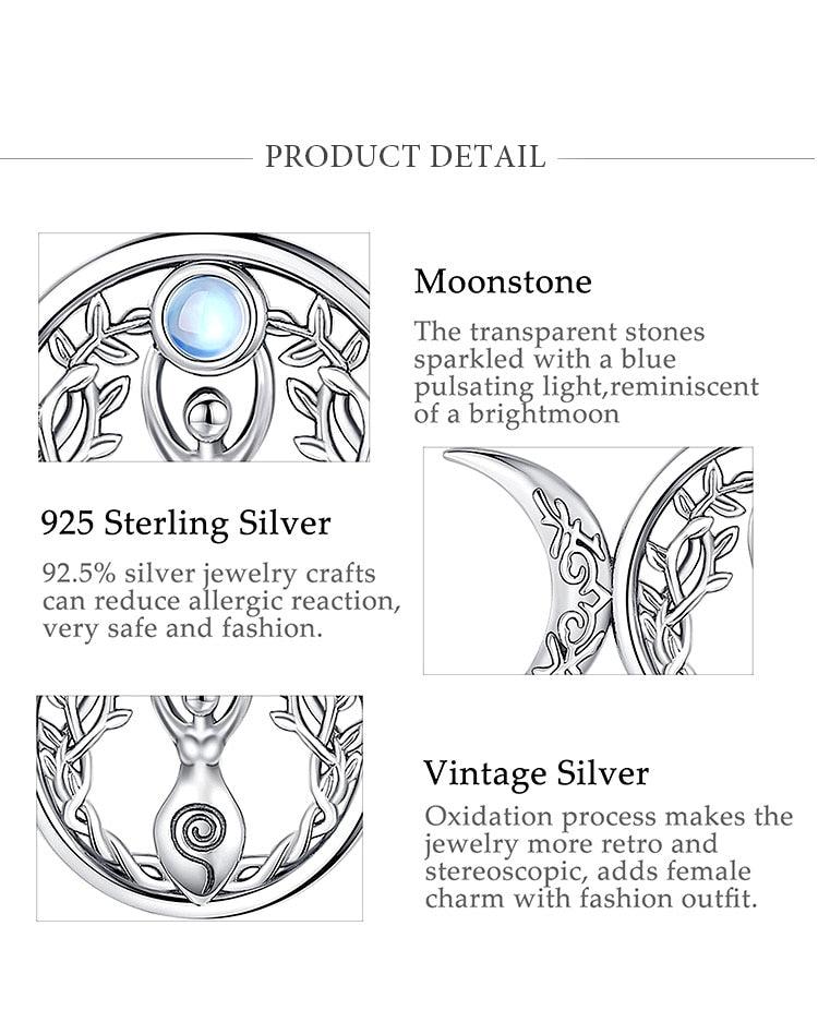 Triple Moon Goddess Necklace Pagan Jewelry