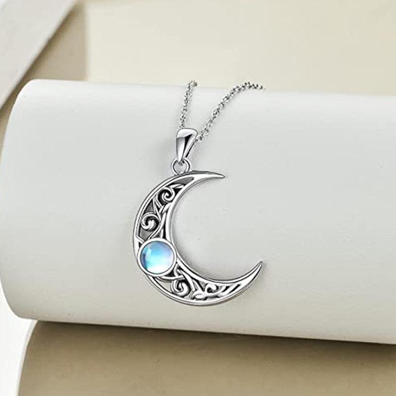 Opal Crescent Moon Necklace