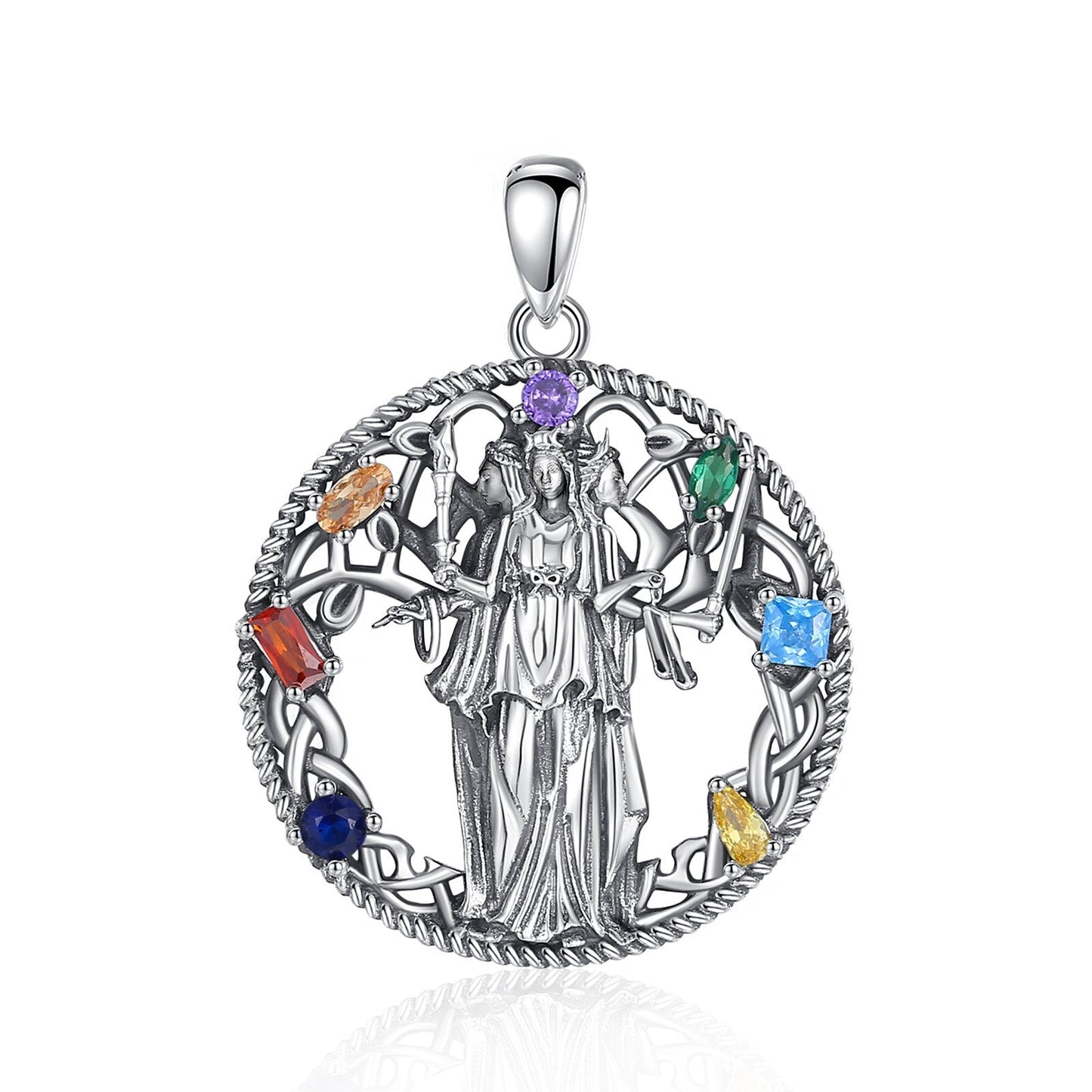 Triple Moon Goddess Pagan Necklace Hecate Amulet Jewelry