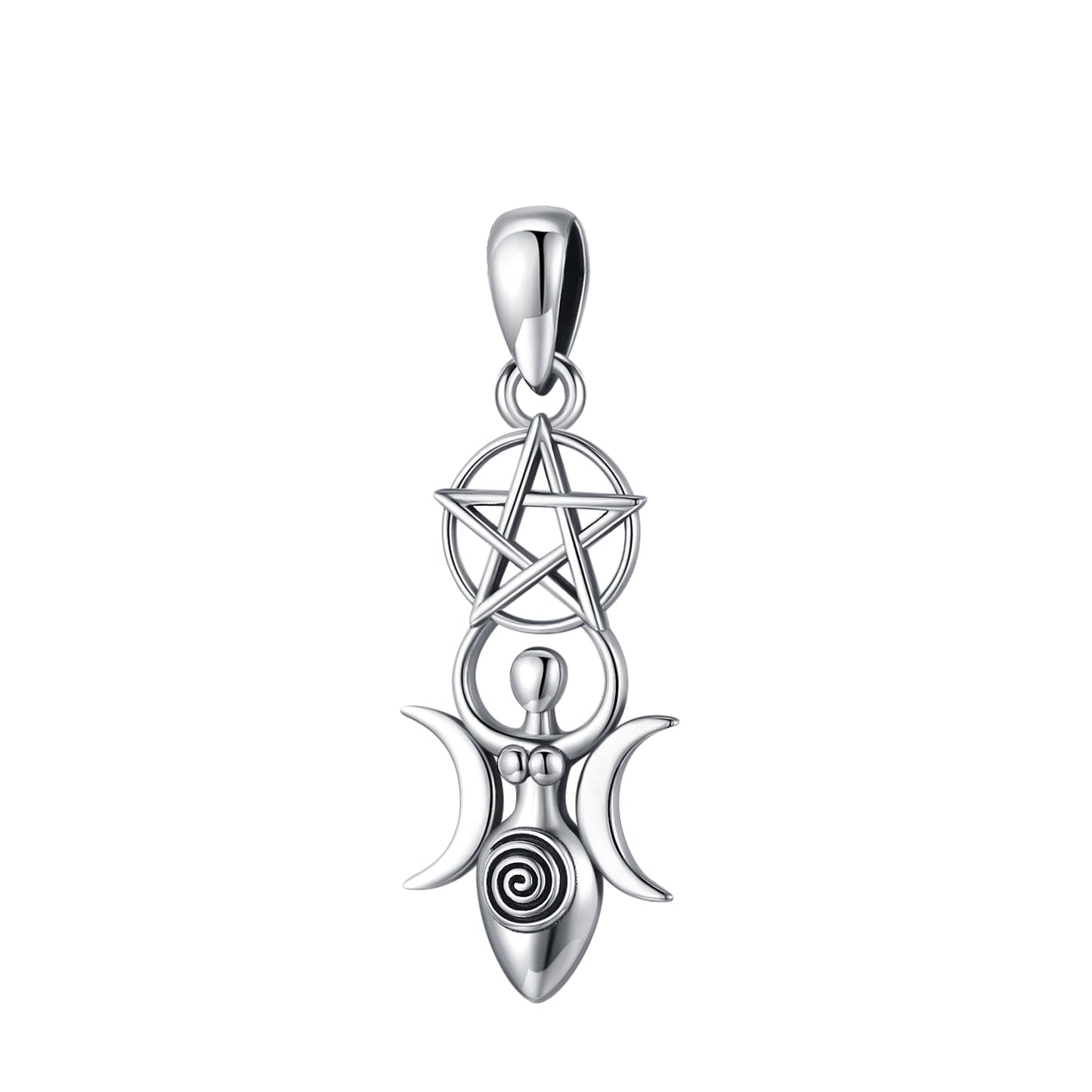 Triple Moon Goddess Necklace Pentagram Jewelry