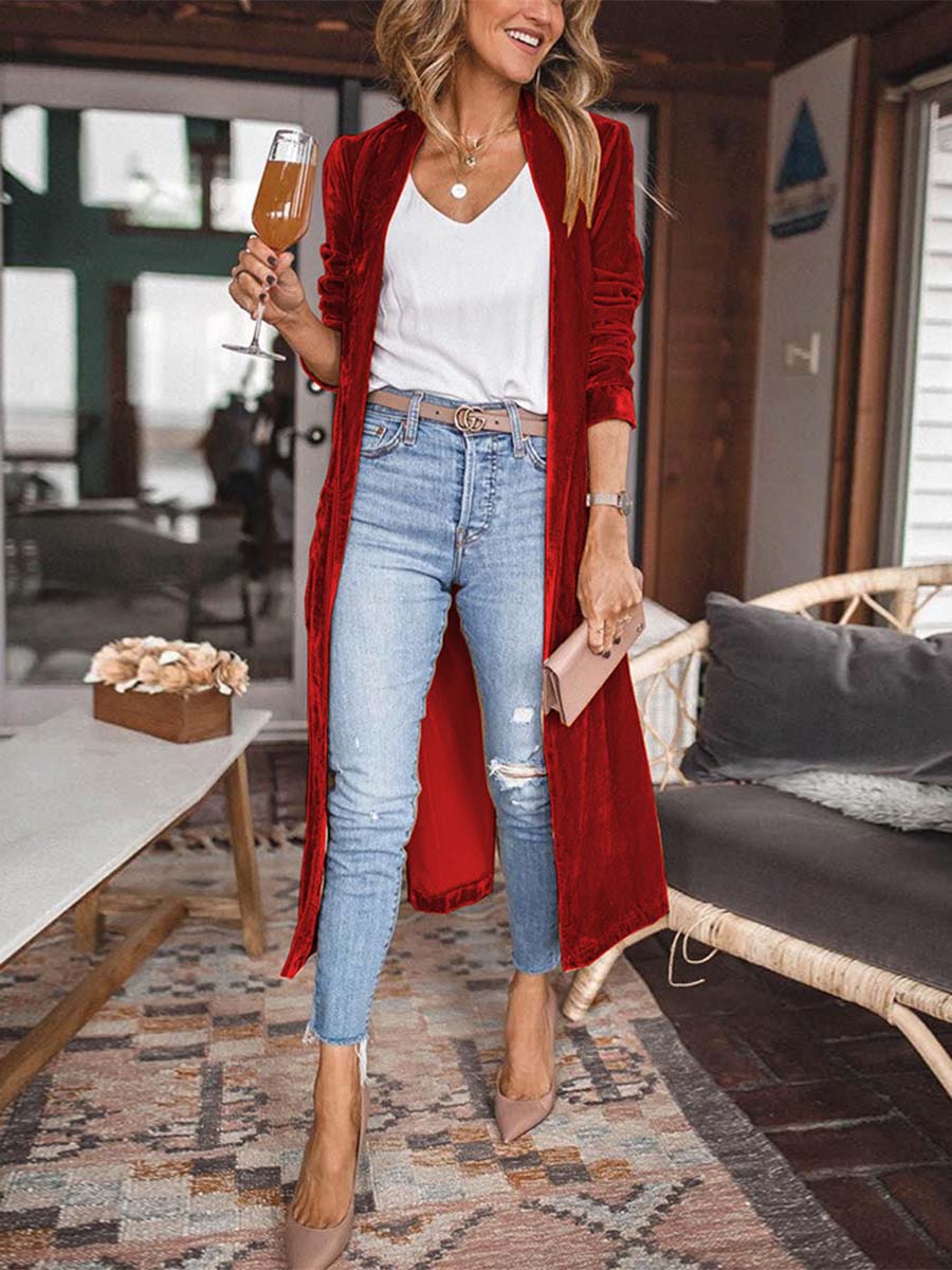 Loose Stretch Velvet Coat