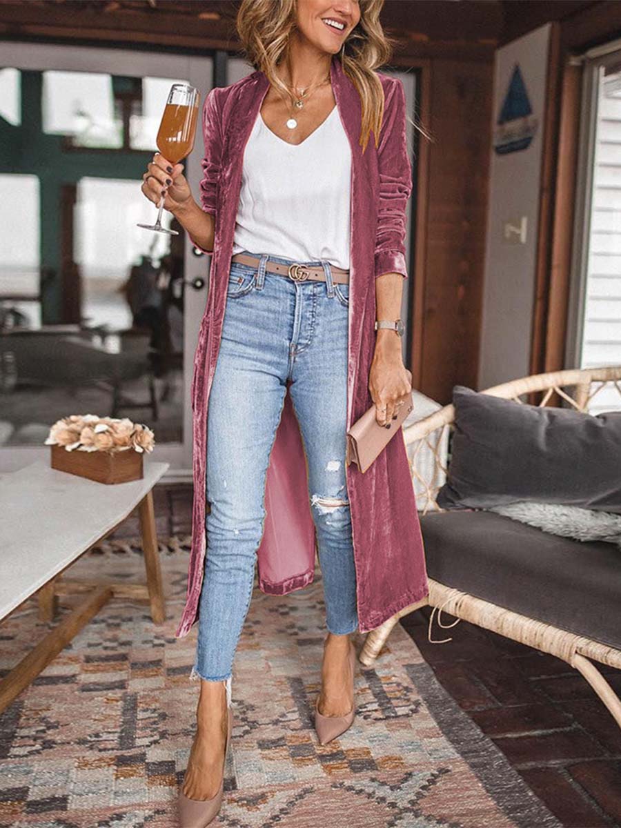 Loose Stretch Velvet Coat