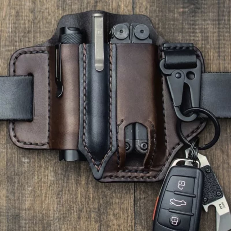 Men's Genuine Leather Belt Loop Waist Outdoor Multitool Sheath