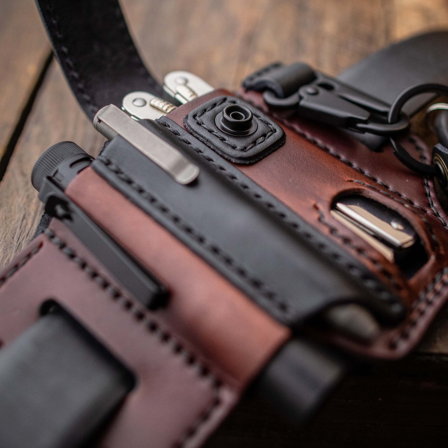 Men's Genuine Leather Belt Loop Waist Outdoor Multitool Sheath