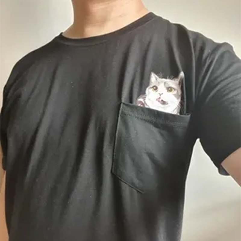 😾🖕Pocket Middle Finger Cat T-Shirt