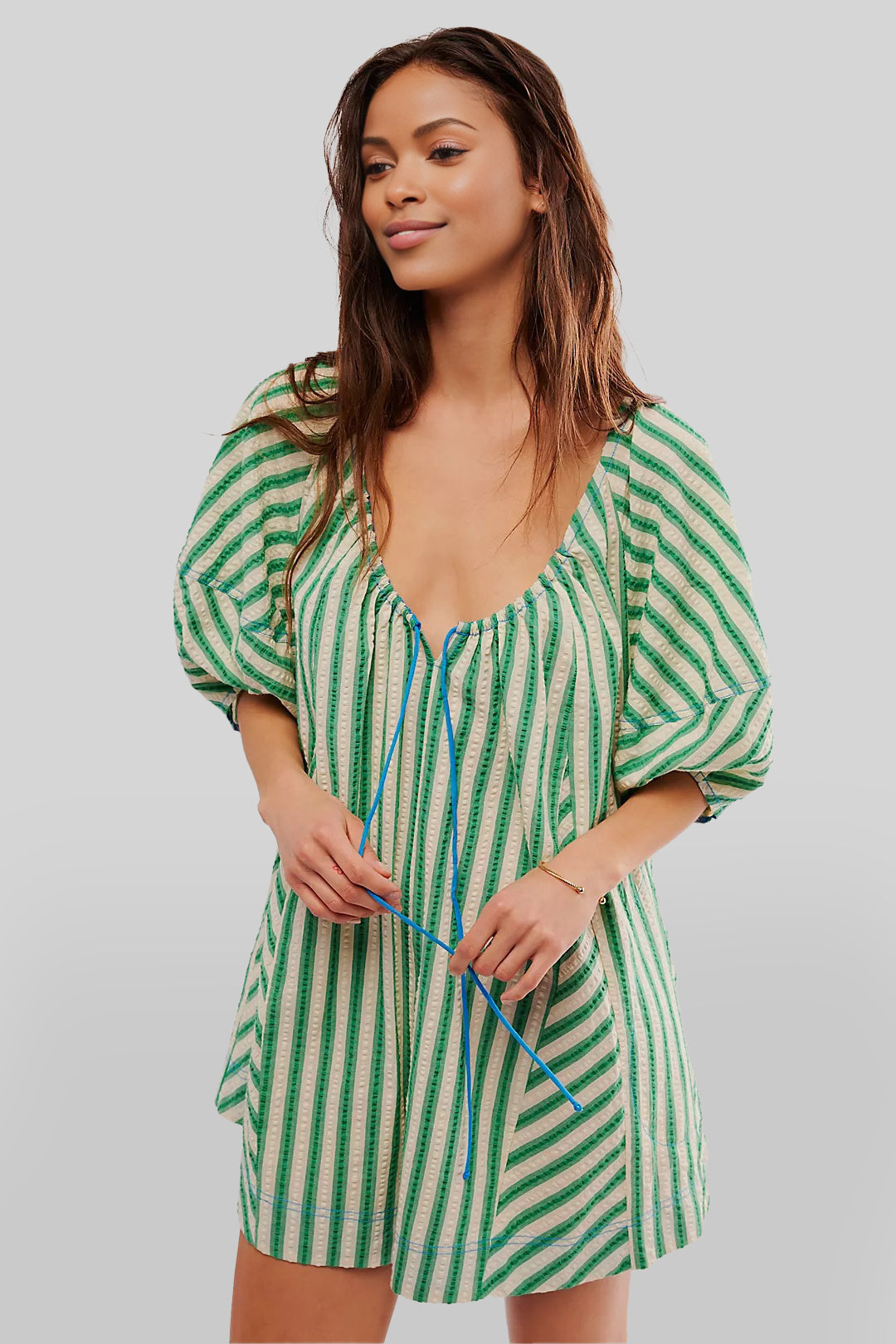 Puff Sleeve Romper (Buy 2 Free Shipping)