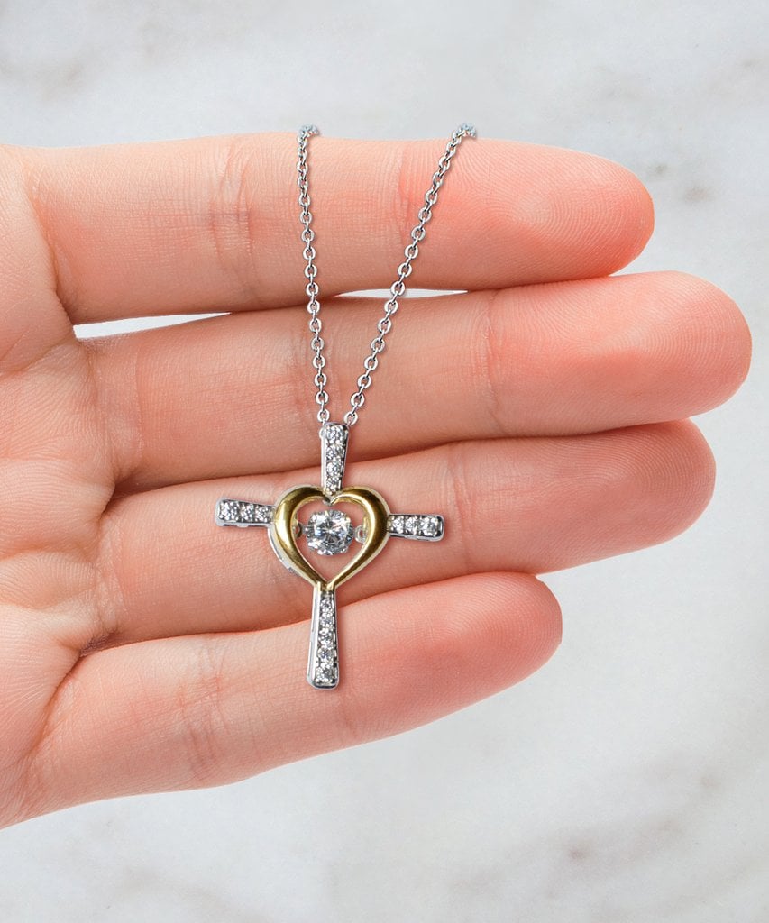 -Gift To My Baby Girl Daughter - Cross Dancing Necklace With Message Card Gift