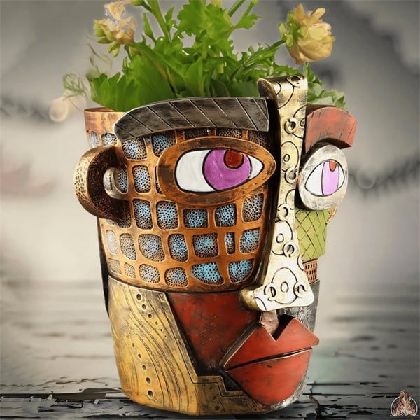 😍 Handmade Picasso Brutalist Abstract Beauty Face Flower Pot