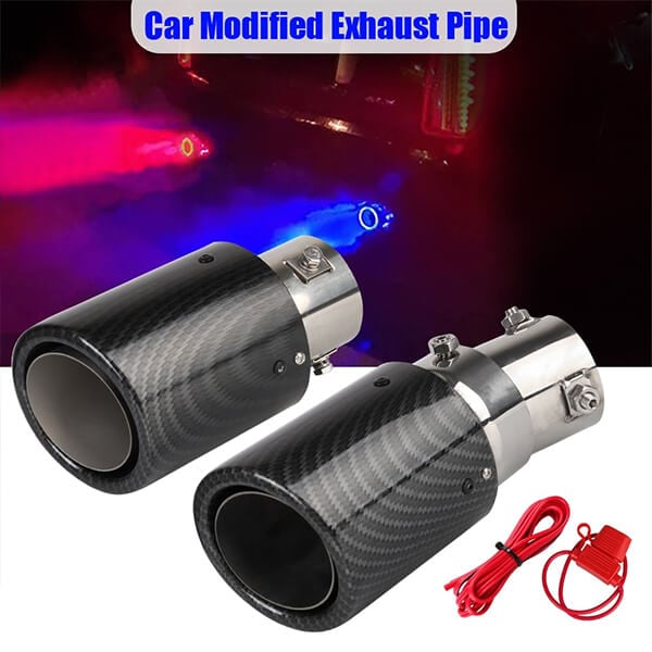 🚗LED Flaming Luminous Universal Car Modified Carbon Fiber Tail pipes💥Repair fluid delivery