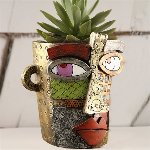 😍 Handmade Picasso Brutalist Abstract Beauty Face Flower Pot