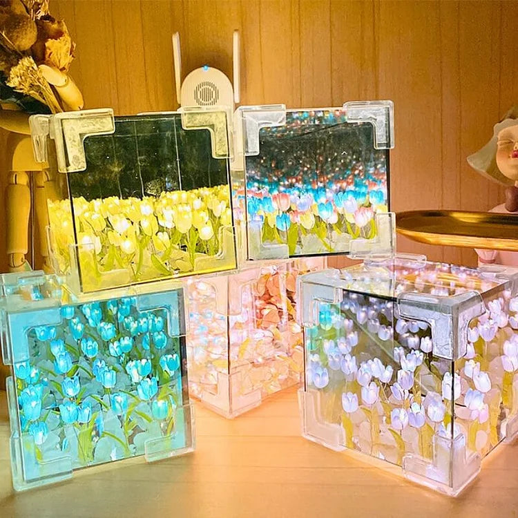 Tulip Cube Mirror Night Light