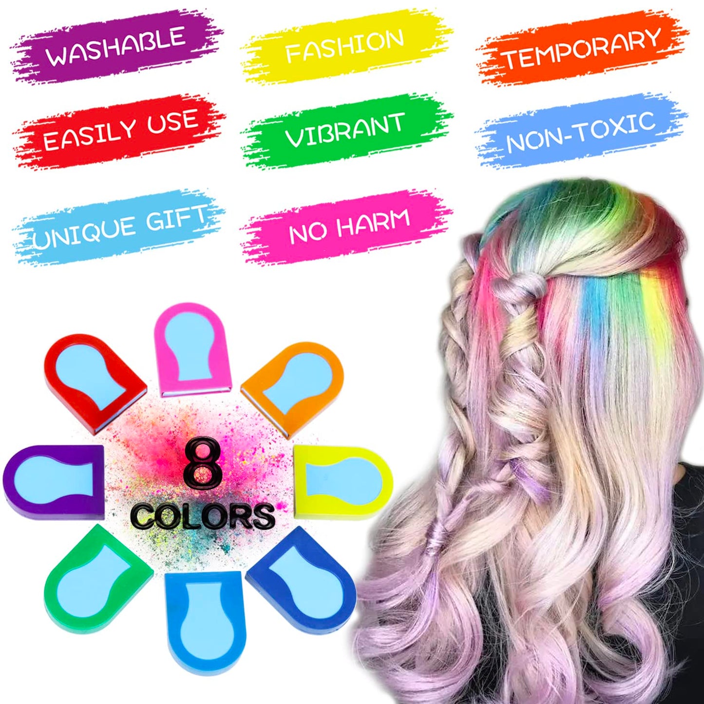 ⚡ A flash sale 50% OFF - 8 Colors Temporary Hair Powder Hair Dye