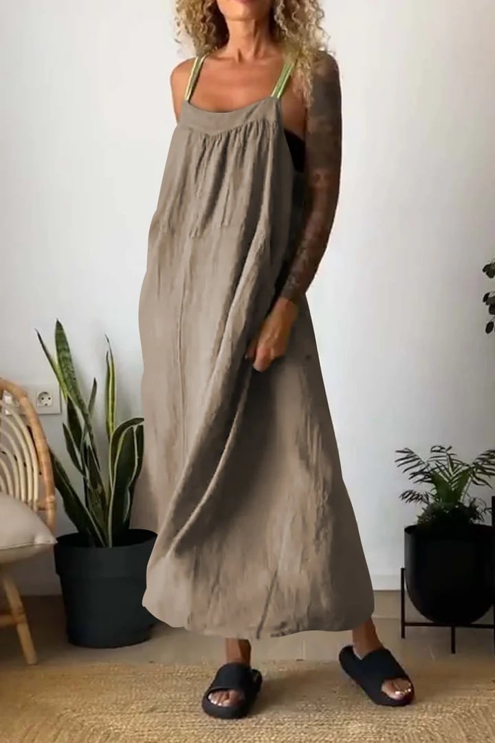 Women's Simple Cotton Linen Sling Dress🎉Buy 2 Save 15%