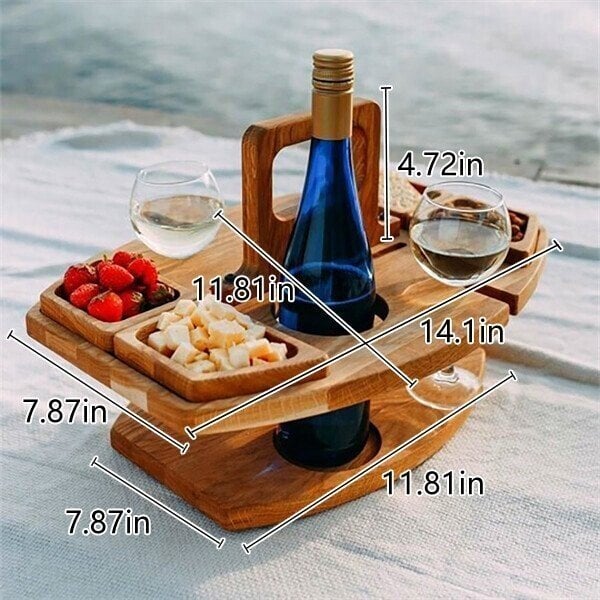 🍷Portable Wooden Outdoor Picnic Wine Table