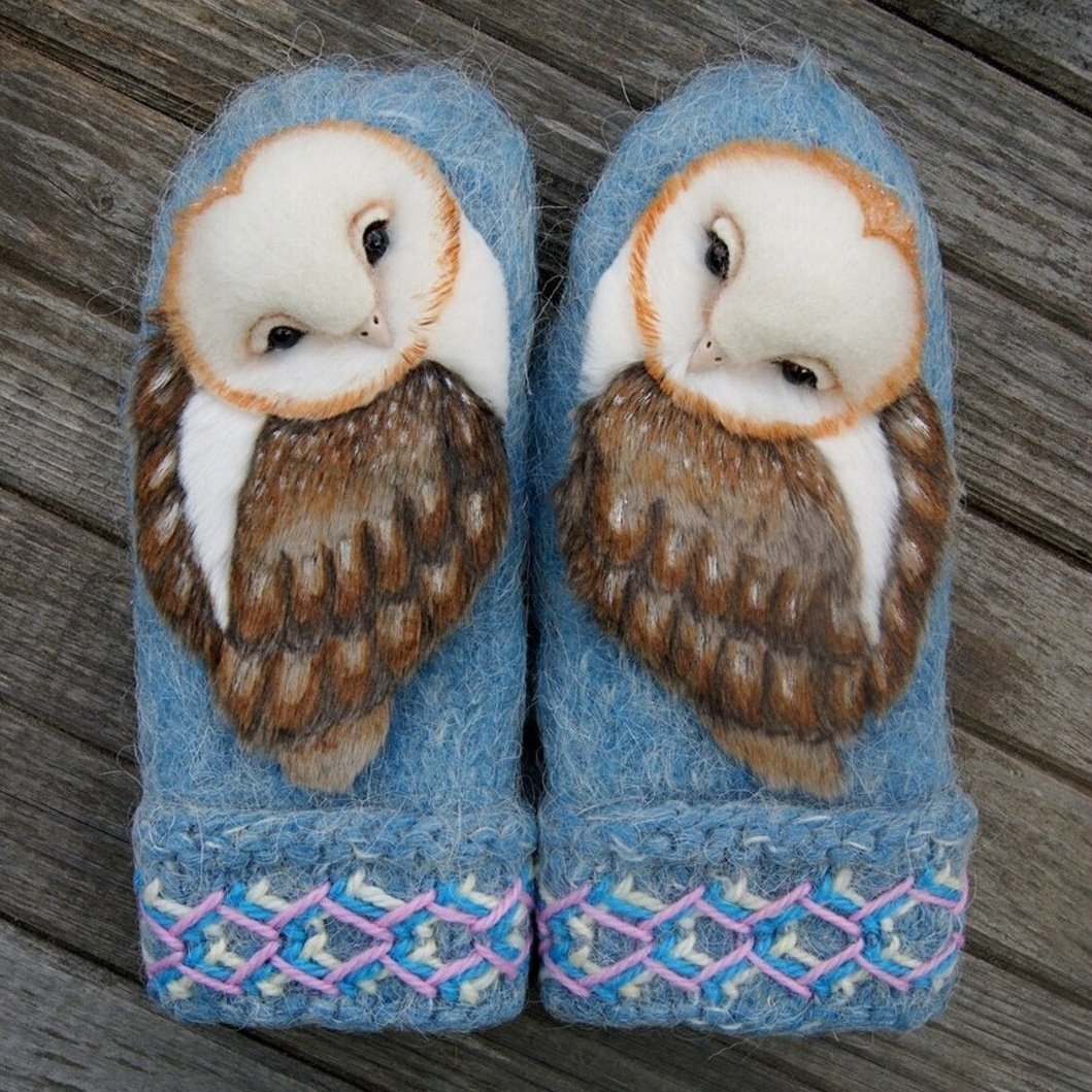 🔥Last day limited time offer 50% OFF🔥Hand Knitted Wool Nordic Mittens with Owls