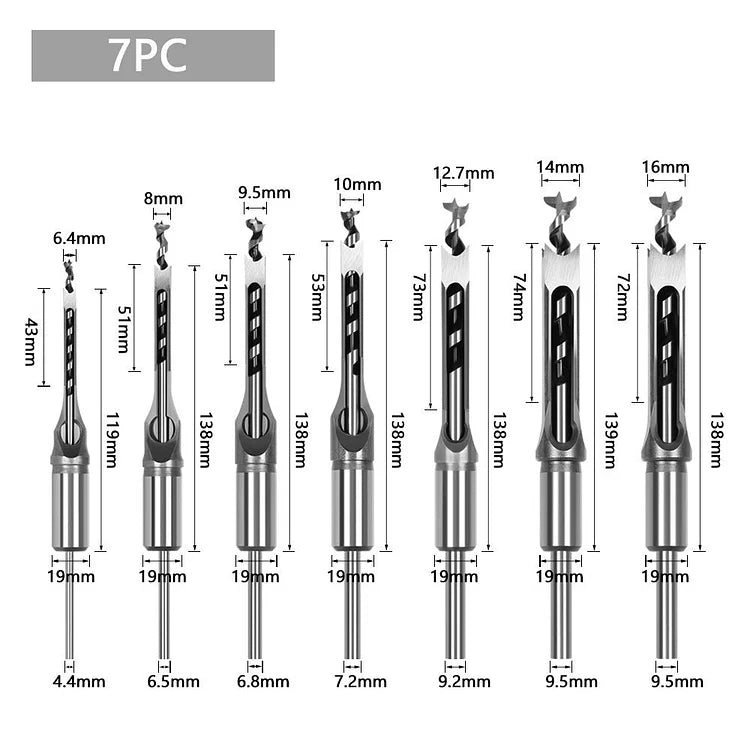 EFFICIENT WOODWORKING ESSENTIAL   ADAPTER AND SQUARE-HEADED WOOD CHISEL SET